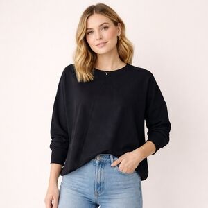 Sympli Trim Boxy Top Colour Navy Size 8